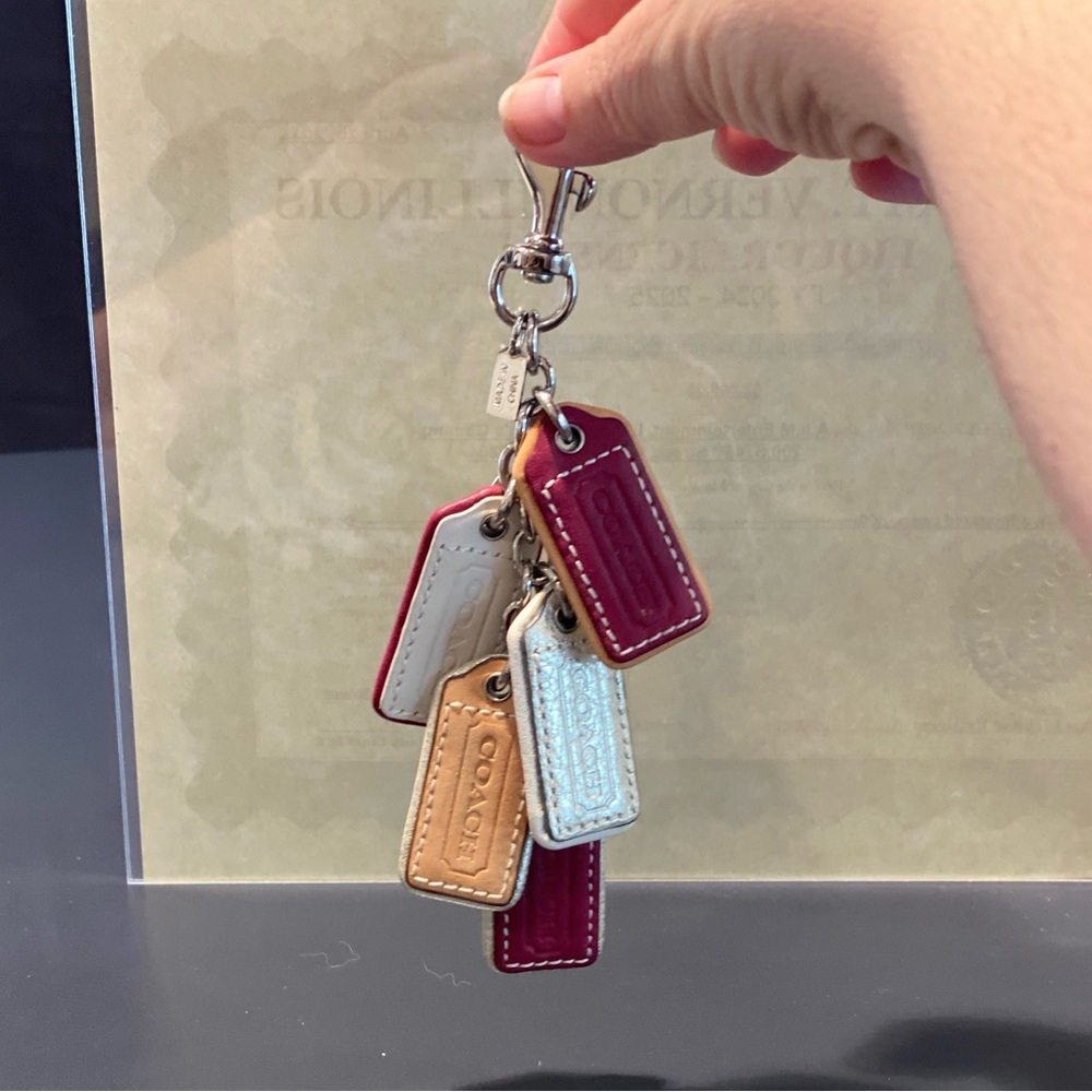 Coach multi color hang tag fob